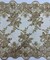 Champagne Floral Embroidered Lace Table Runner by the Yard, 14" Wide Sequin Mesh Lace Trim with Scalloped Edges